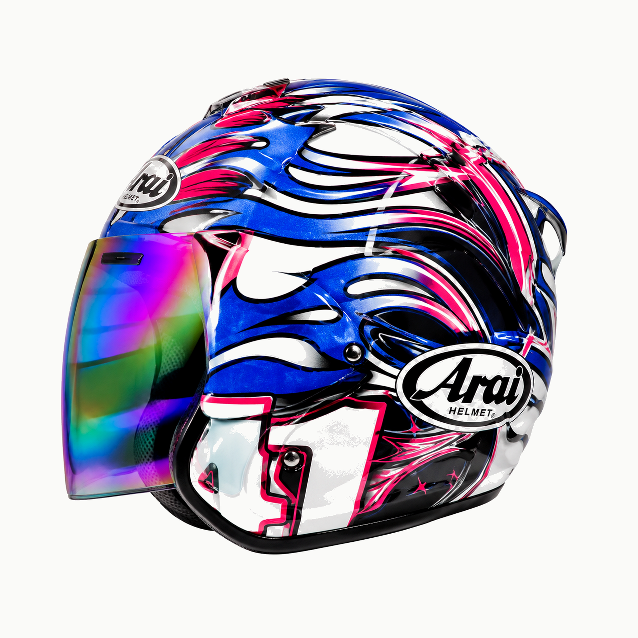 Casque Arai Jet Haga Bleu Rouge