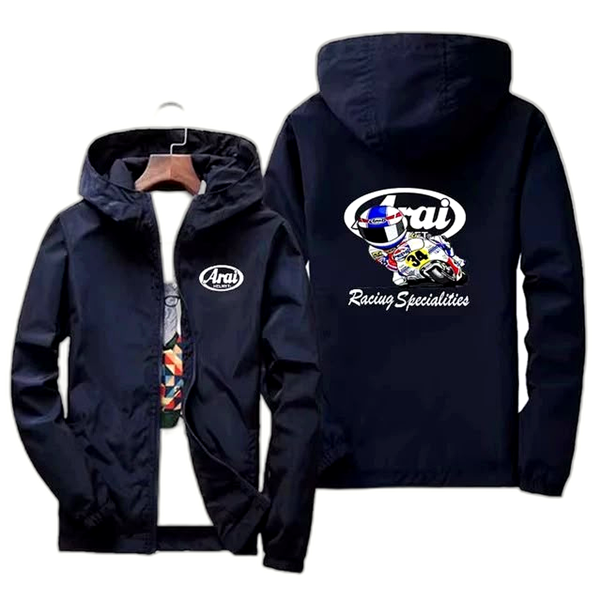 Veste Arai Bleu Marine Logo Blanc