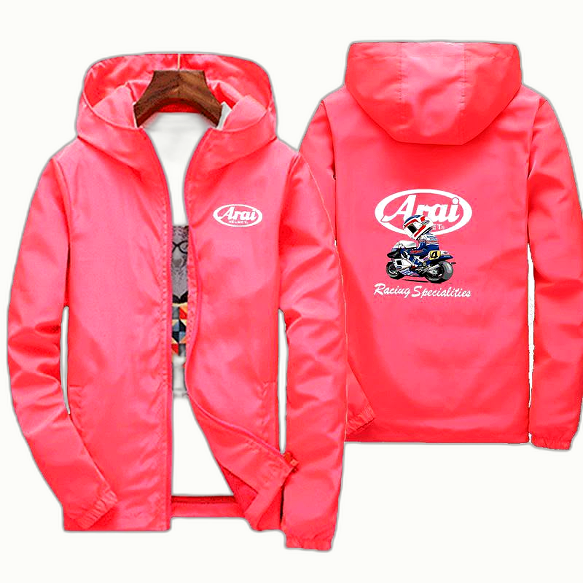 Veste Arai Rose Corail Logo Blanc