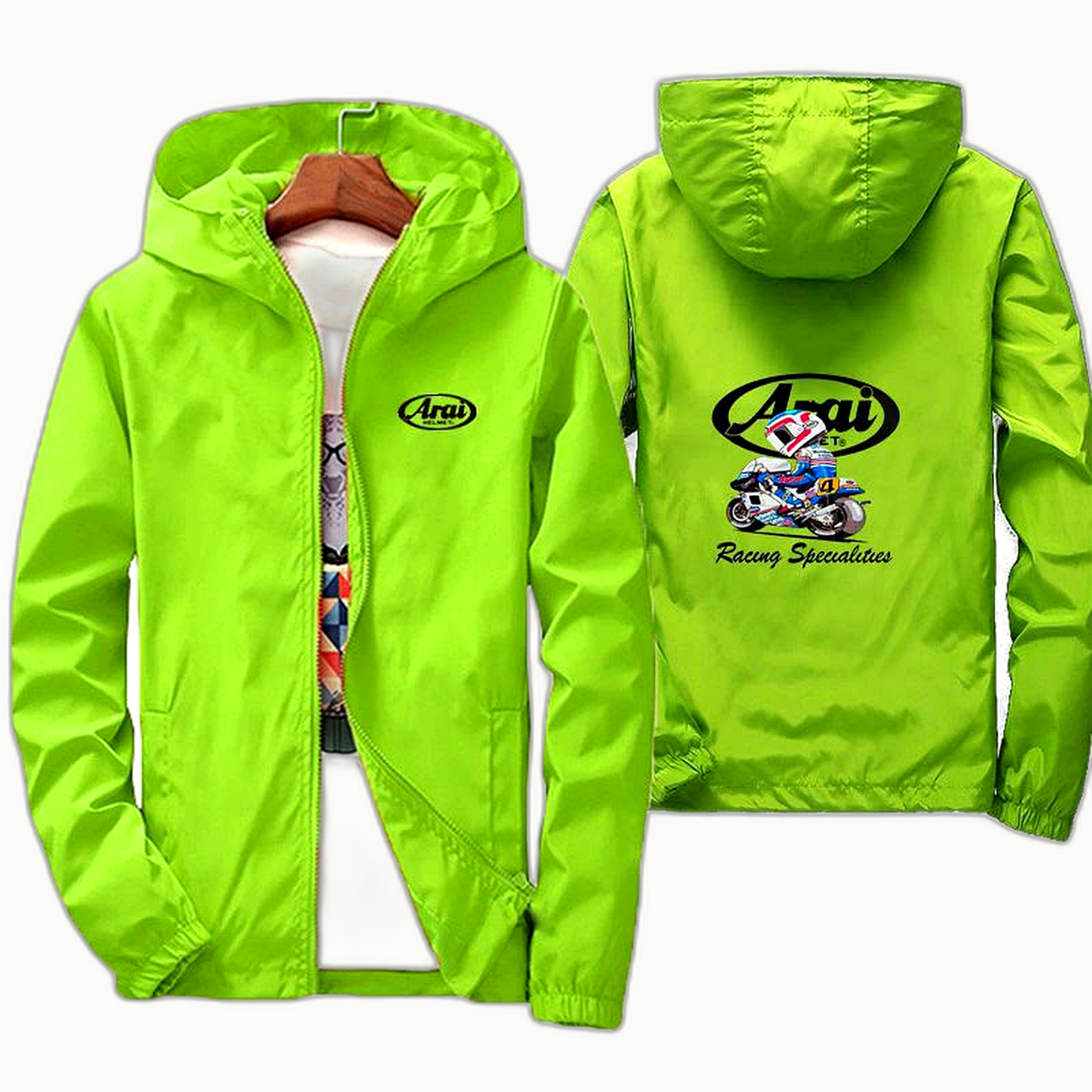 Veste Arai Vert Citron Logo Noir